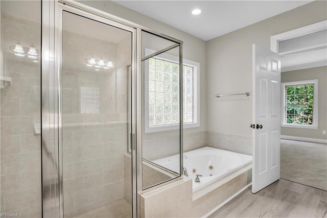 2101 Abbott Dr, Greensboro, NC 27455 - bathroom featuring a stall shower and a whirlpool tub