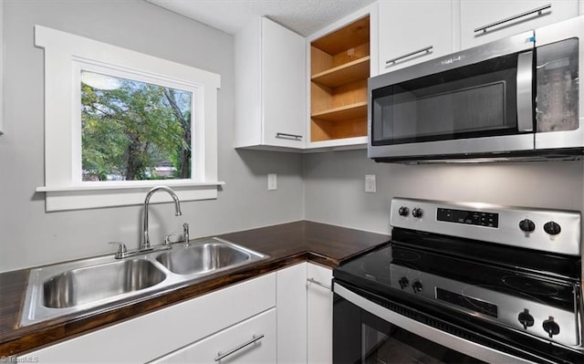 kitchen featuring white cabinets, stainless steel appliances, and sink