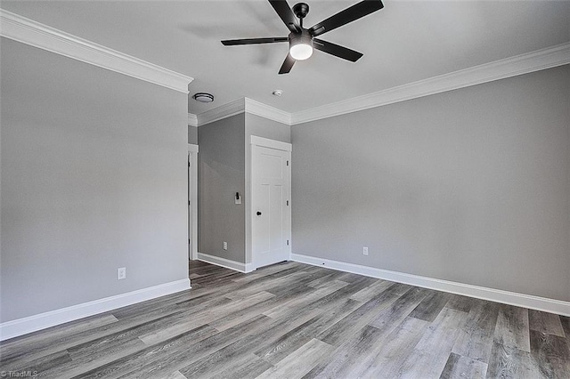 4503 Holly Leaf Rd, Ramseur, NC 27316 - spare room featuring ornamental molding, a ceiling fan, wood finished floors, and baseboards