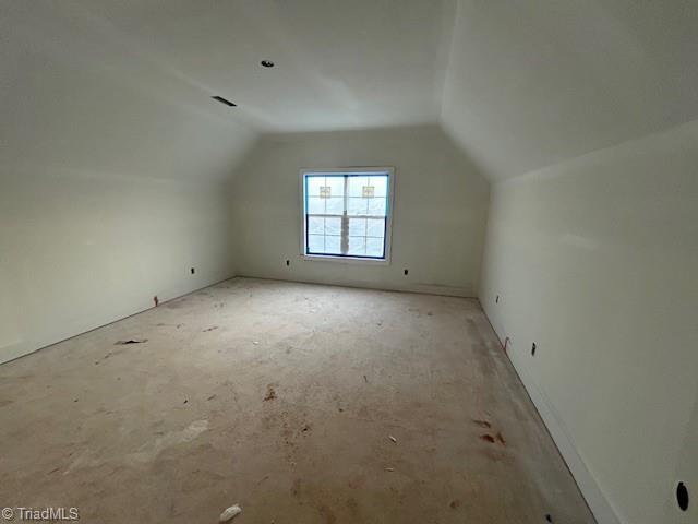 additional living space featuring lofted ceiling