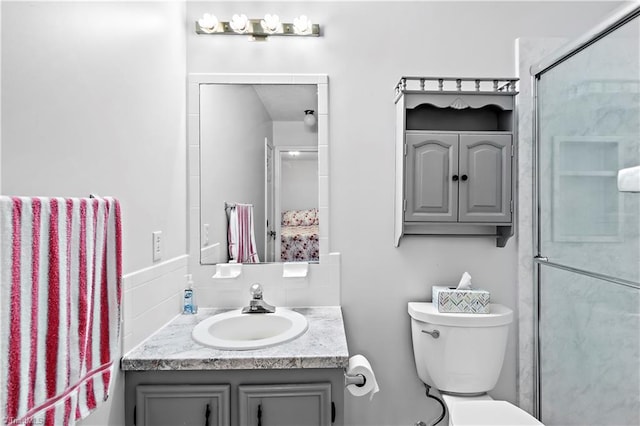 143 Chrisfield Cir, Winston-Salem, NC 27104 - full bathroom featuring vanity, a stall shower, and toilet