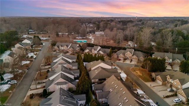 view of aerial view at dusk