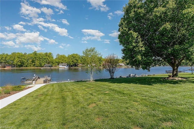 water view with a boat dock
