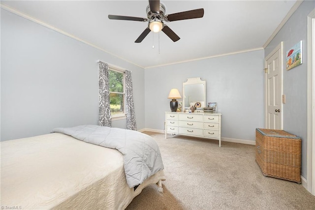 4630 Woodleaf Rd, Salisbury, NC 28147 - bedroom featuring crown molding, light carpet, and a ceiling fan
