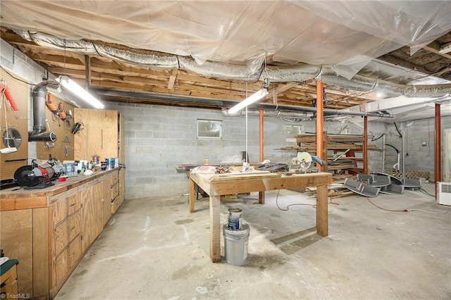4630 Woodleaf Rd, Salisbury, NC 28147 - unfinished below grade area with a workshop area