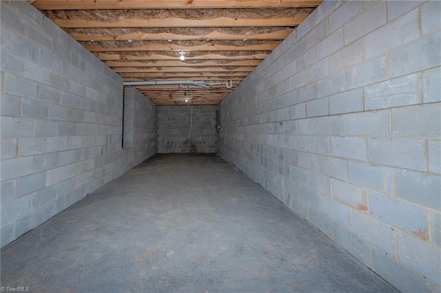 view of unfinished basement