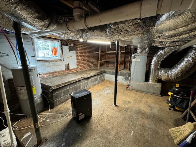 basement featuring electric water heater