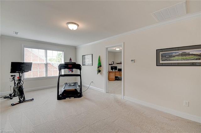 4240 Prestwick Xing, Winston-Salem, NC 27106 - exercise room with crown molding, carpet flooring, and baseboards