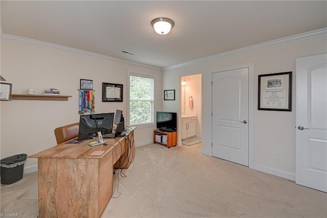 4240 Prestwick Xing, Winston-Salem, NC 27106 - home office with light carpet, crown molding, and baseboards