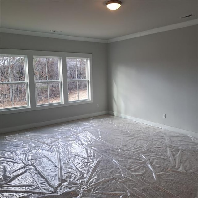 spare room featuring ornamental molding