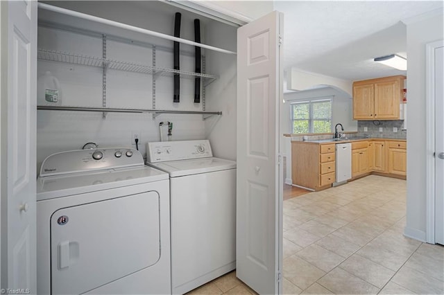 149 Royal View Dr Unit 1, Pinnacle, NC 27043 - laundry area featuring independent washer and dryer, arched walkways, and light tile patterned flooring