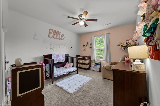 203 Cross Country Chase, Stokesdale, NC 27357 - bedroom featuring a ceiling fan, visible vents, and carpet
