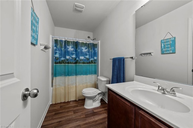 203 Cross Country Chase, Stokesdale, NC 27357 - bathroom with vanity, toilet, shower / bathtub combination with curtain, baseboards, and wood finished floors