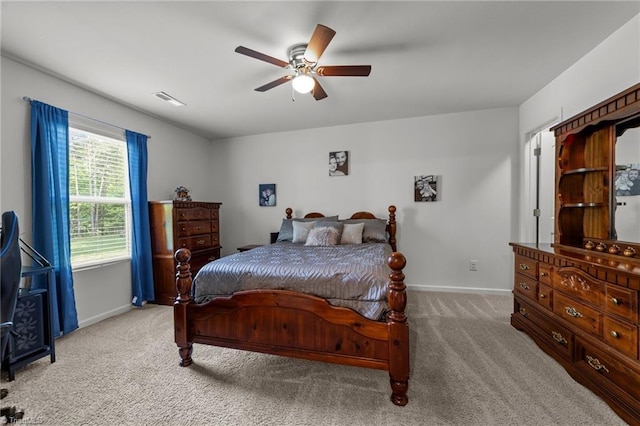 203 Cross Country Chase, Stokesdale, NC 27357 - bedroom with carpet floors, a ceiling fan, baseboards, and visible vents