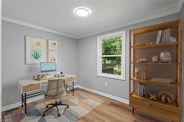 5403 Southmont Dr, Julian, NC 27283 - home office with ornamental molding and light wood finished floors