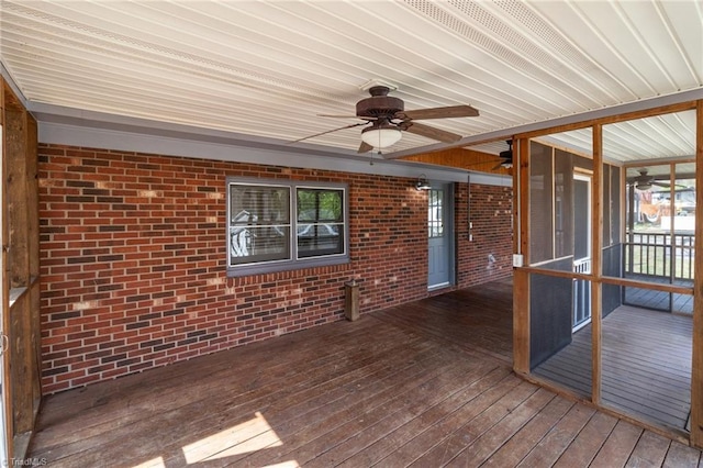 wooden terrace with ceiling fan