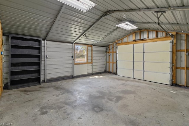 garage featuring metal wall