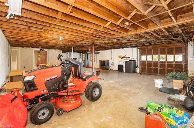 garage with water heater