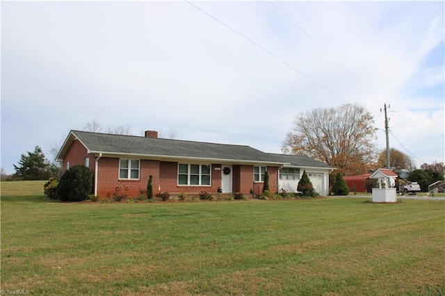 single story home with a front lawn and a garage