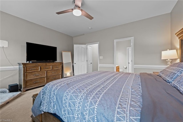 183 Kentland Ridge Dr, Kernersville, NC 27284 - bedroom featuring light carpet, a ceiling fan, and ensuite bath