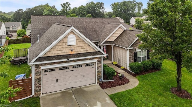 183 Kentland Ridge Dr, Kernersville, NC 27284 - craftsman inspired home with stone siding, a shingled roof, and driveway