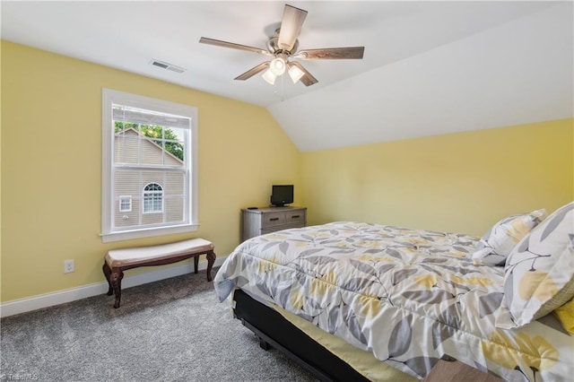 5360 Graycliff Ln, Clemmons, NC 27012 - carpeted bedroom featuring vaulted ceiling and a ceiling fan
