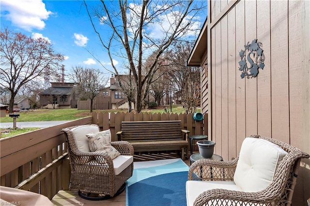 deck with a residential view