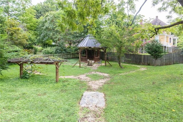 view of yard featuring a gazebo