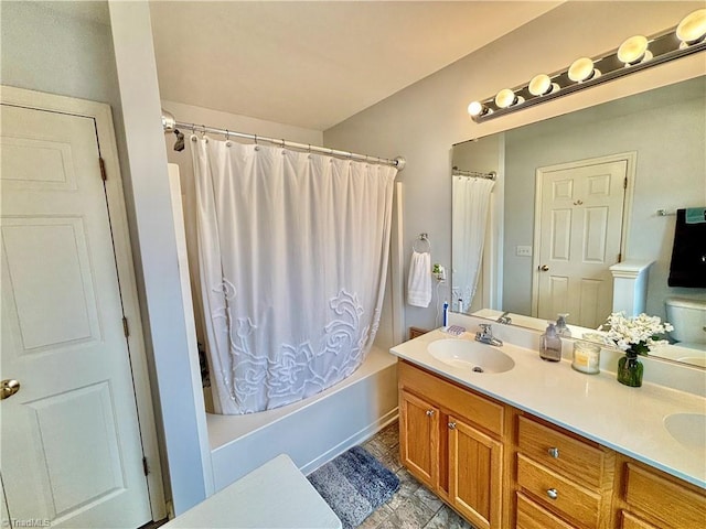 266 Sailway Rd, Winston-Salem, NC 27127 - bathroom with shower / tub combo, double vanity, and toilet