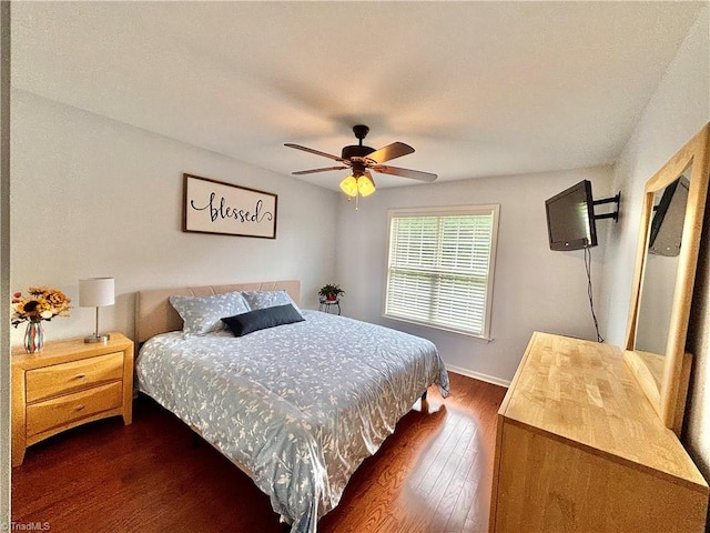 266 Sailway Rd, Winston-Salem, NC 27127 - bedroom featuring dark wood-style flooring, baseboards, and ceiling fan