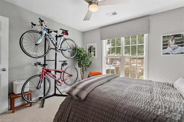 bedroom featuring ceiling fan