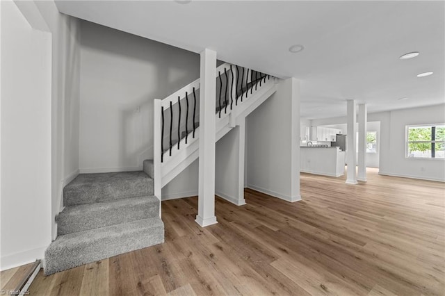 301 Rockspring Rd, High Point, NC 27262 - stairway featuring wood finished floors and recessed lighting