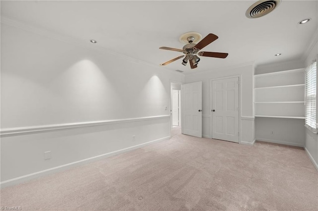 3408 Deep Green Dr, Greensboro, NC 27410 - spare room with ornamental molding, a ceiling fan, carpet, baseboards, and recessed lighting