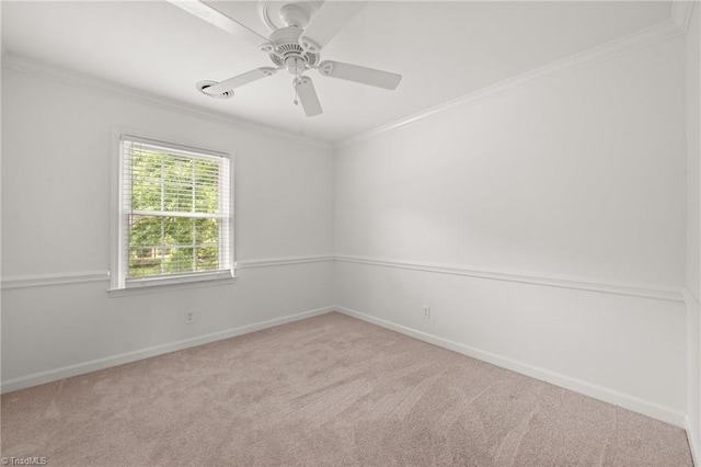 3408 Deep Green Dr, Greensboro, NC 27410 - carpeted empty room with ornamental molding, baseboards, and ceiling fan