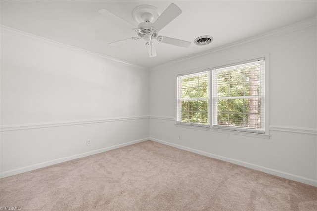 3408 Deep Green Dr, Greensboro, NC 27410 - empty room featuring carpet flooring, ornamental molding, baseboards, and a ceiling fan