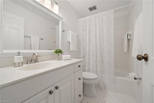 3408 Deep Green Dr, Greensboro, NC 27410 - full bathroom featuring vanity, toilet, shower / bath combination with curtain, and tile patterned floors