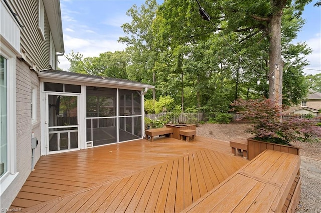 3408 Deep Green Dr, Greensboro, NC 27410 - wooden terrace featuring a sunroom and fence