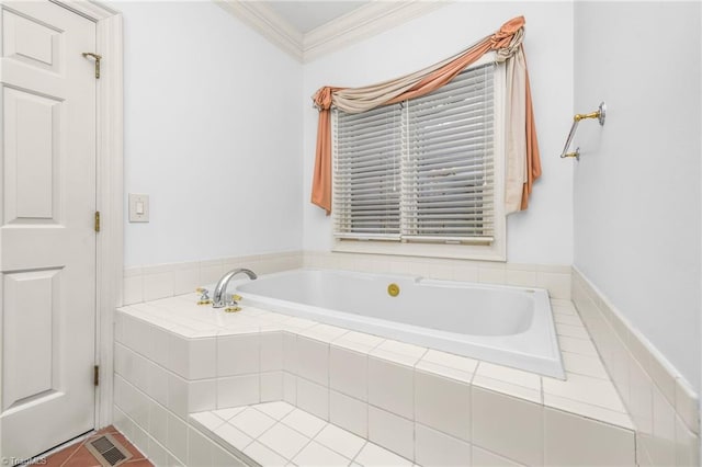 1000 Brookmeade Dr, Winston-Salem, NC 27106 - bathroom featuring a garden tub and ornamental molding