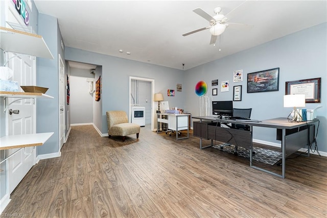 1896 Winds Dr, Winston-Salem, NC 27127 - home office with wood finished floors and ceiling fan