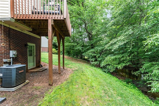 1896 Winds Dr, Winston-Salem, NC 27127 - view of green lawn with a wooden deck