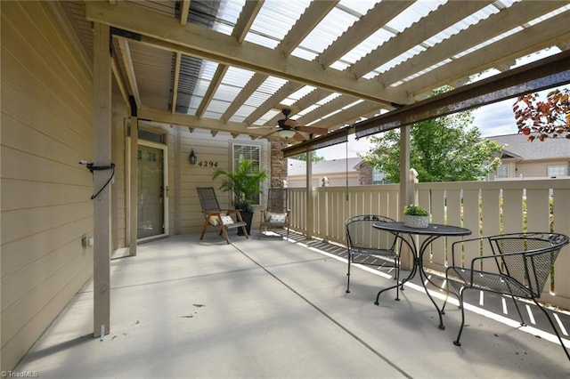 4294 Plantation Ridge Ln, Greensboro, NC 27409 - view of patio featuring a pergola and a ceiling fan