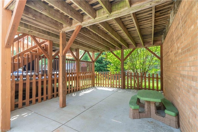 view of patio featuring stairway
