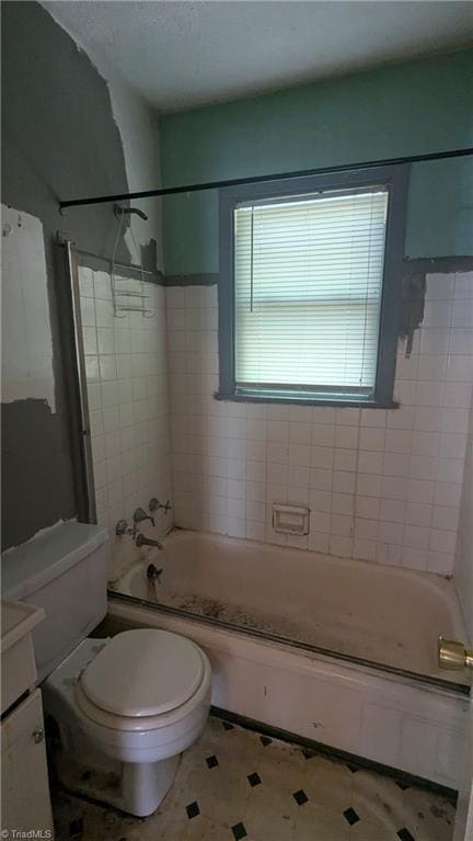 2806 Robin Hood Dr, Greensboro, NC 27408 - bathroom featuring toilet, vanity, and shower / bathing tub combination