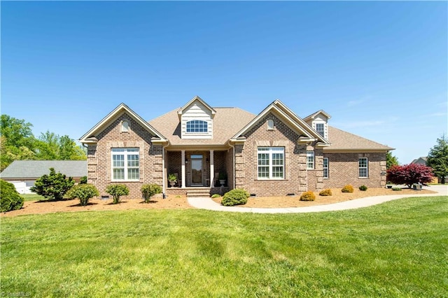 craftsman inspired home with a front lawn and brick siding