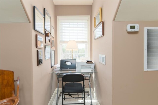 home office with baseboards