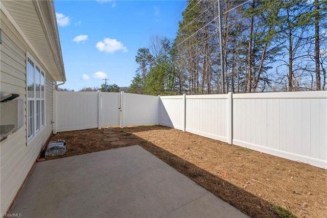 view of yard with a fenced backyard and a patio area