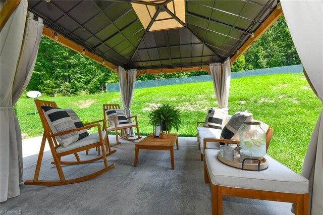 view of patio / terrace featuring a gazebo