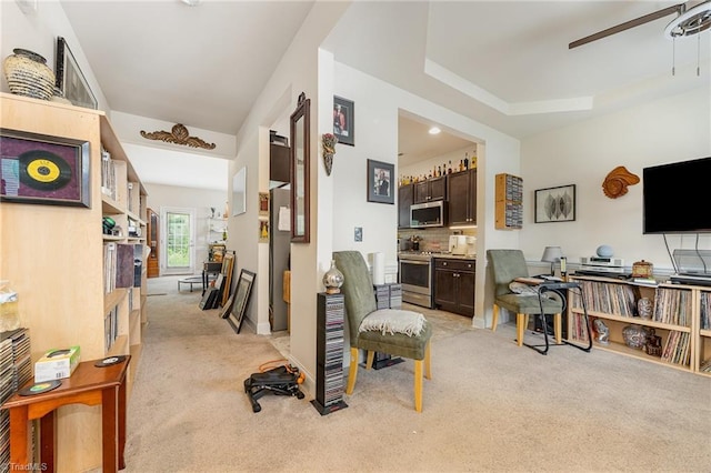 275 Obsidium Ct, Gibsonville, NC 27249 - home office with light carpet and a ceiling fan