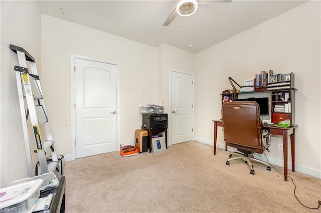 275 Obsidium Ct, Gibsonville, NC 27249 - carpeted office space featuring a ceiling fan and baseboards