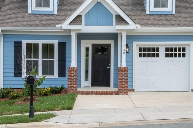 property entrance featuring a garage